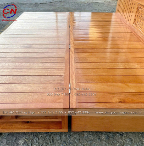Giường Gấp Gỗ Sồi 2 Ngăn Kéo 1m6x2m - Màu Xoan Giá Rẻ 