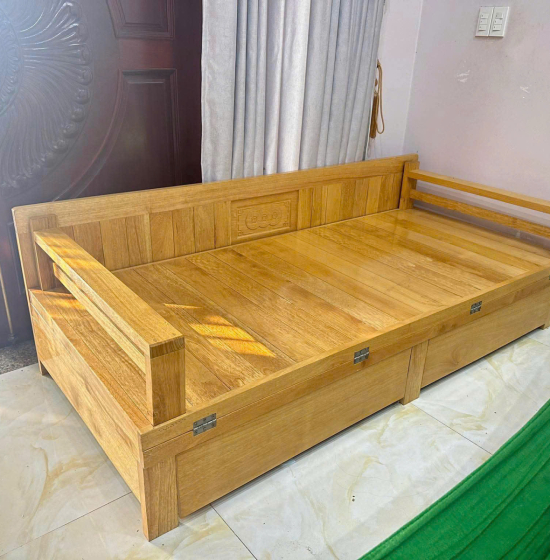 Giường Gấp Gỗ Sồi 2 Ngăn Kéo Kèm Bàn Đá Giá Rẻ
