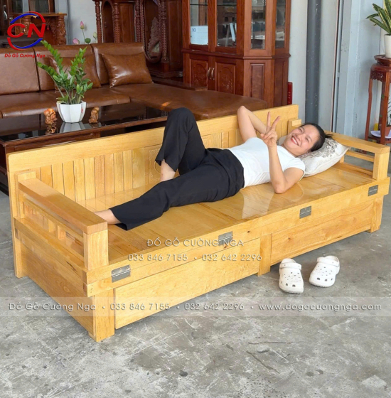 Giường Gấp Gỗ Sồi 2 Ngăn Kéo Kèm Bàn Đá Giá Rẻ