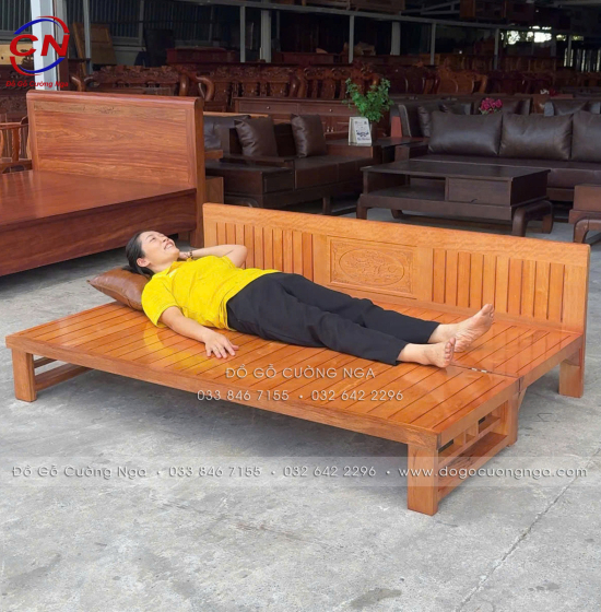 Giường Gấp Gỗ Sồi 1m6x2m Màu Cánh Gián Bền Đẹp 