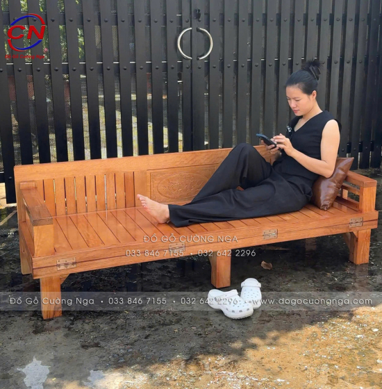 Giường Gấp Thành Ghế Gỗ Sồi 1m2x1m9 Màu Xoan Đẹp 