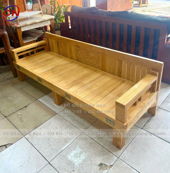 Ghế Giường Gấp Đa Năng Gỗ Sồi 1m4x1m9 Màu Tự Nhiên Giá Rẻ 