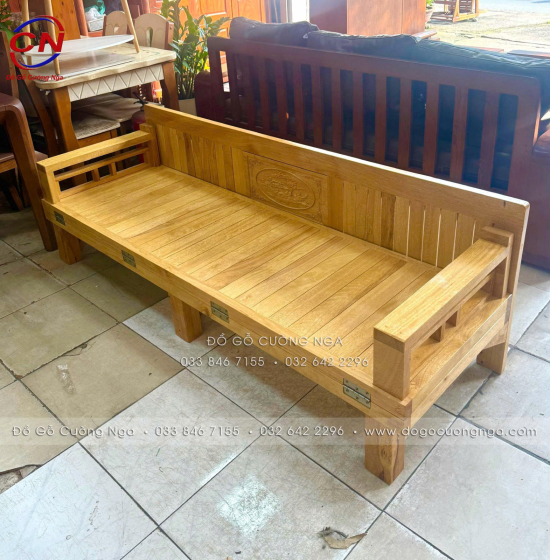 Ghế Giường Gấp Đa Năng Gỗ Sồi 1m4x1m9 Màu Tự Nhiên Giá Rẻ 