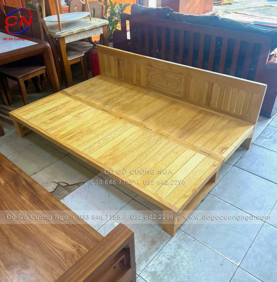 Giường gấp gỗ sồi màu tự nhiên 