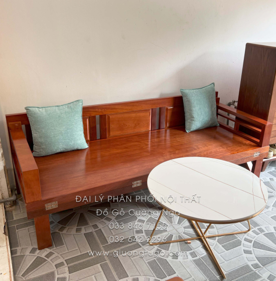 Giường Gấp Gỗ Xoan Đào Kèm Bàn Mặt Đá Tiện Dụng