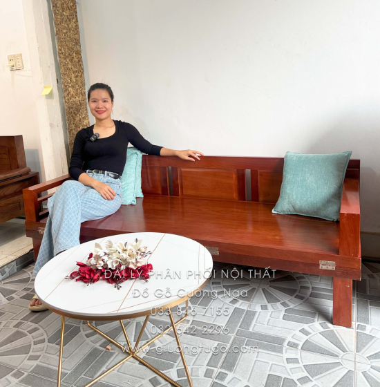 Giường Gấp Gỗ Xoan Đào Kèm Bàn Mặt Đá Tiện Dụng