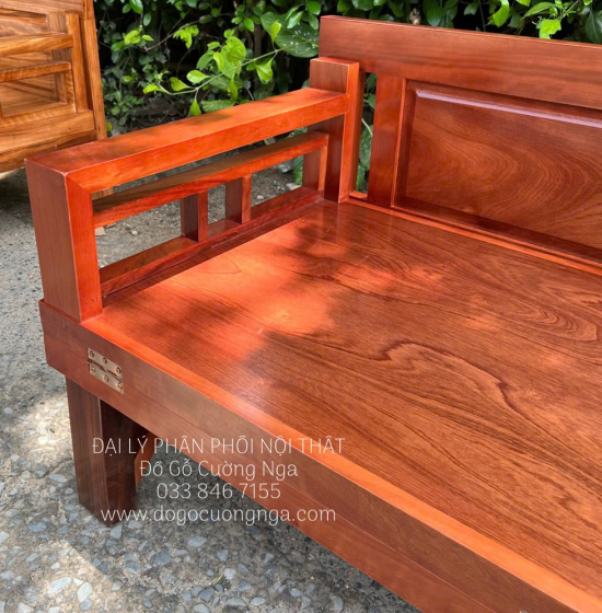 Giường Gấp Gỗ Xoan Đào Kèm Bàn Mặt Đá Tiện Dụng