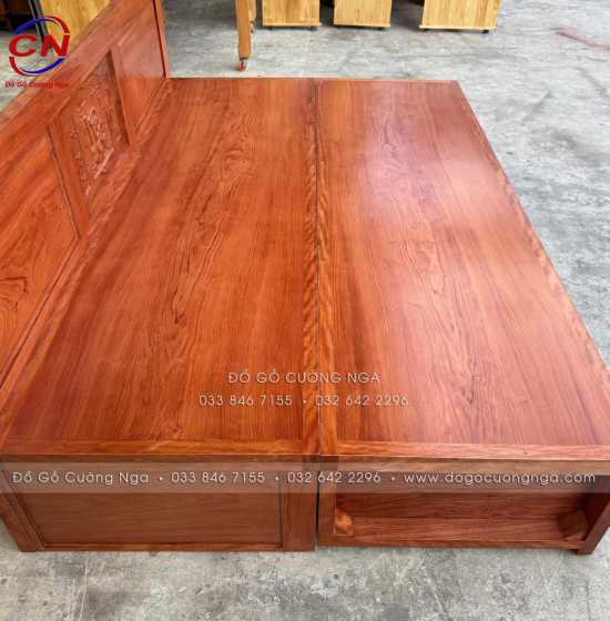 Giường Gấp Đa Năng Gỗ Hương Đá Chân Cao 2 Ngăn Kéo Tiện Lợi