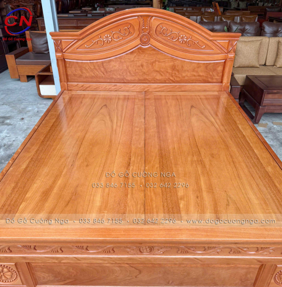 Giường Gỗ Đinh Hương Phản Liền Hoa Lá Tây Sang Kiểu Truyền Thống