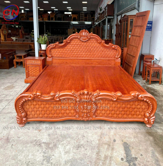 Giường Ngủ Gỗ Hương Đá - Phản Liền Tân Cổ Điển