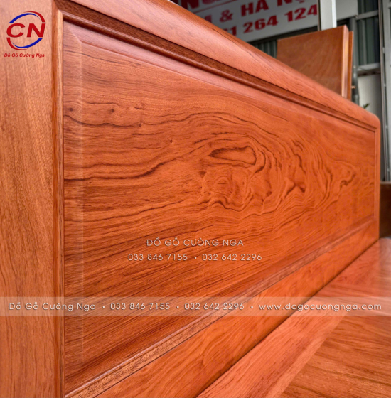 Giường gỗ hương đá ngăn kéo hiên đại 
