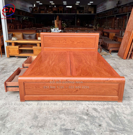 Bộ Phòng Ngủ Gỗ Hương Đá Kết Hợp Giường Ngăn Kéo Thiết Kế Hiện Đại