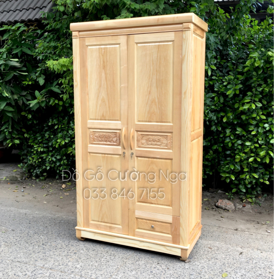 Tủ áo gỗ sồi 2 cánh - 1m2 mẫu đồng tiền 