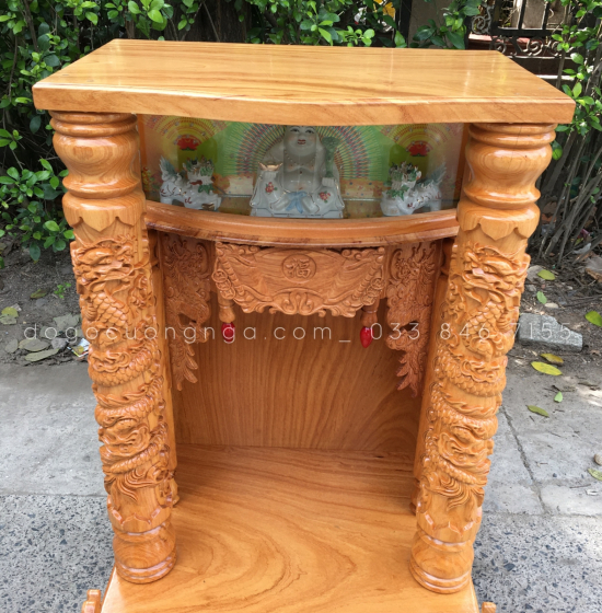 Bàn thờ thần tài gỗ gõ đỏ 60x98 - hộp đèn giá rẻ 