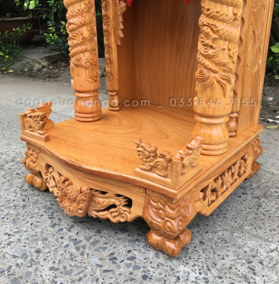 Bàn thờ thần tài gỗ gõ đỏ 60x98 - hộp đèn giá rẻ 