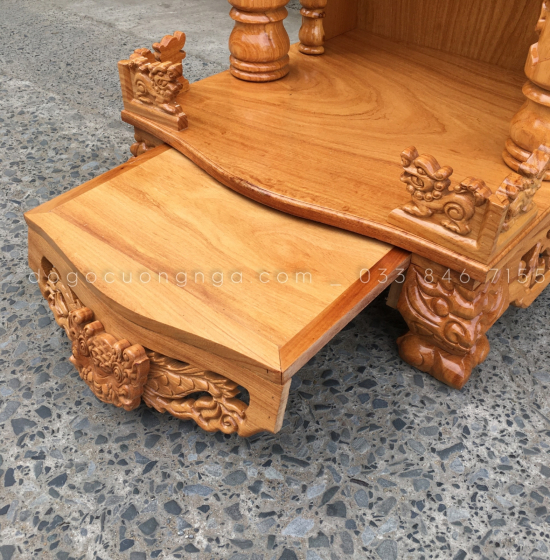 Bàn thờ thần tài gỗ gõ đỏ 60x98 - hộp đèn giá rẻ 