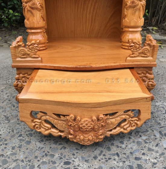 Bàn thờ thần tài gỗ gõ đỏ 60x98 - hộp đèn giá rẻ 