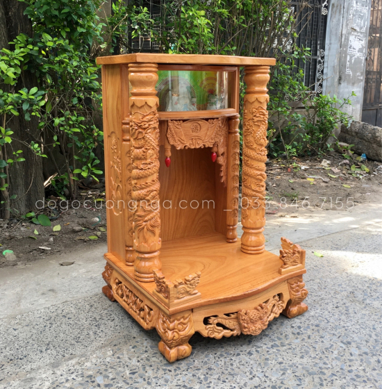 Bàn thờ thần tài gỗ gõ đỏ 60x98 - hộp đèn giá rẻ 