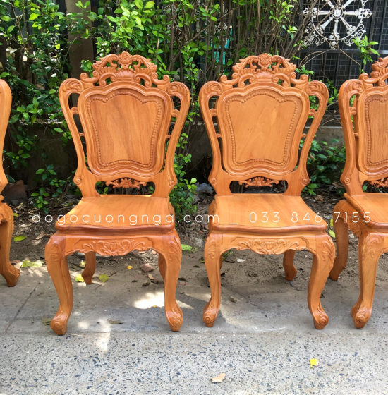 Bàn Ăn Gỗ Gõ Đỏ Cao Cấp 8 Ghế Ovan - Mẫu Ghế Lu Y 