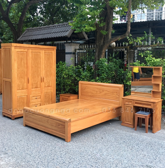 Giường gỗ gõ đỏ hiện đại vạt phản liền - mẫu bắt chỉ 
