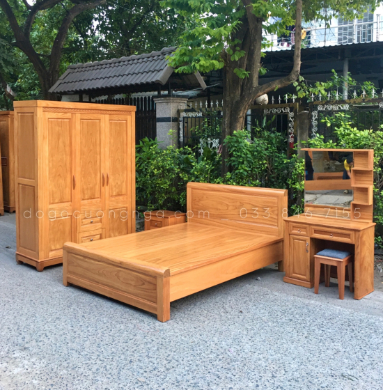 Giường gỗ gõ đỏ hiện đại vạt phản liền - mẫu bắt chỉ 