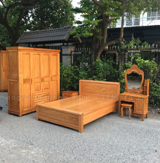 Giường gỗ gõ đỏ hiện đại vạt phản liền - mẫu bắt chỉ 