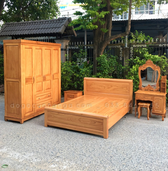 Giường gỗ gõ đỏ hiện đại vạt phản liền - mẫu bắt chỉ 