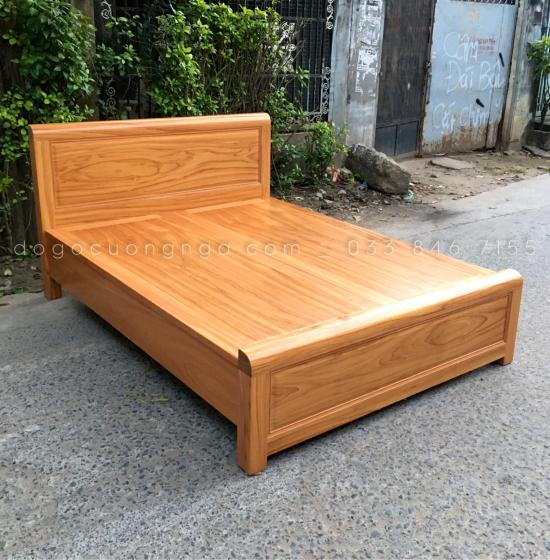Giường gỗ gõ đỏ hiện đại vạt phản liền - mẫu bắt chỉ 