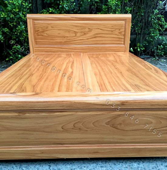 Giường gỗ gõ đỏ hiện đại vạt phản liền - mẫu bắt chỉ 