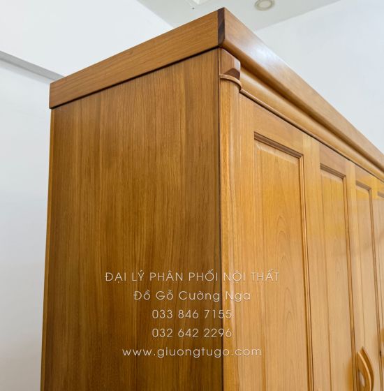Tủ Quần Áo Gỗ Gõ Đỏ 4 Cánh 1m9 Sang Trọng