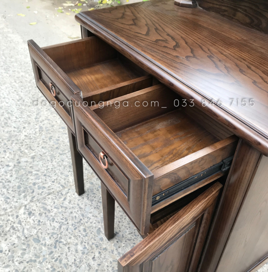 Bàn Trang Điểm Gỗ Sồi Nga Màu Óc Chó Bền Đẹp TĐ 029