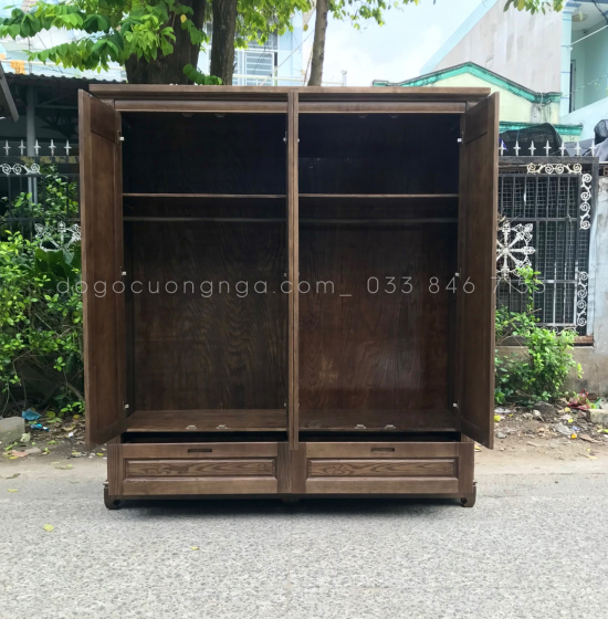 Combo phòng ngủ gỗ sồi - màu óc chó hiện đại 