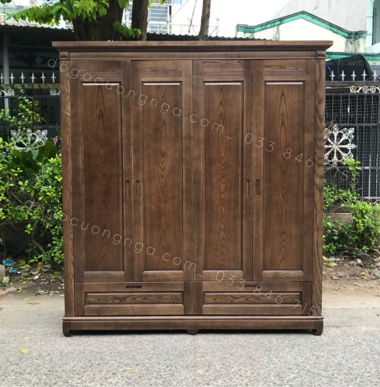 Combo Phòng Ngủ Gỗ Sồi Nga Lau Màu Óc Chó Đẳng Cấp 