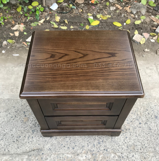 Tủ đầu giường gỗ sồi nga lau màu óc chó 