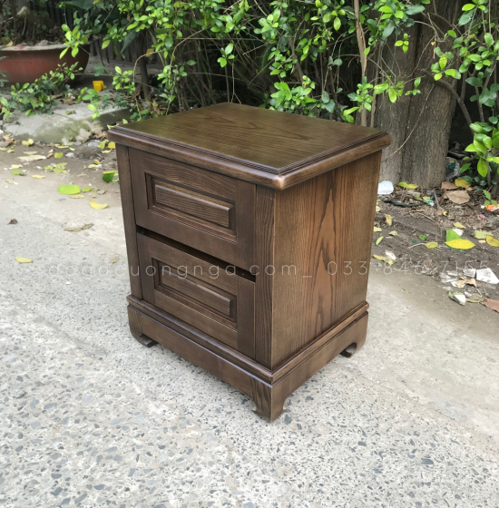 Tủ đầu giường gỗ sồi nga lau màu óc chó 