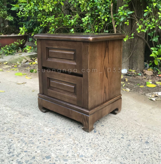 Tủ đầu giường gỗ sồi nga lau màu óc chó 