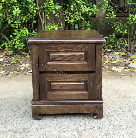 Tủ đầu giường gỗ sồi nga lau màu óc chó 