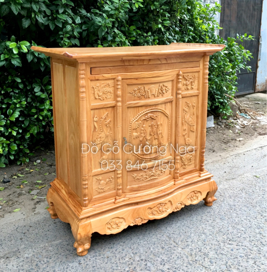 Tủ thờ gỗ gõ đỏ 1m27 - trạm Tam Đa BT 015
