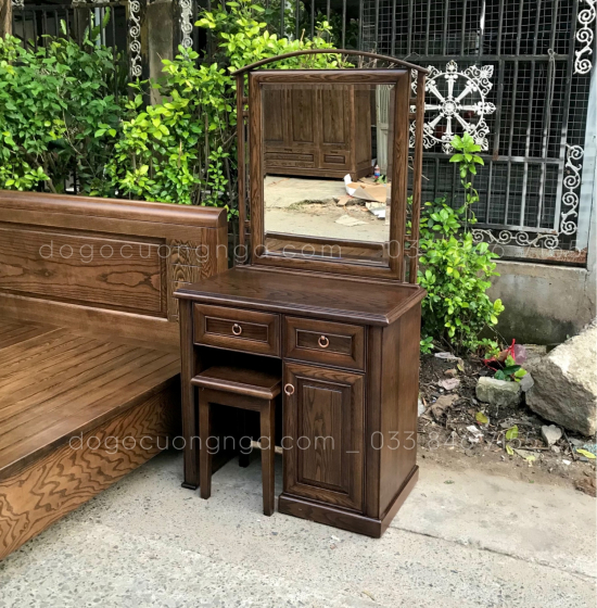 Bàn Trang Điểm Gỗ Sồi Nga Màu Óc Chó Bền Đẹp TĐ 029