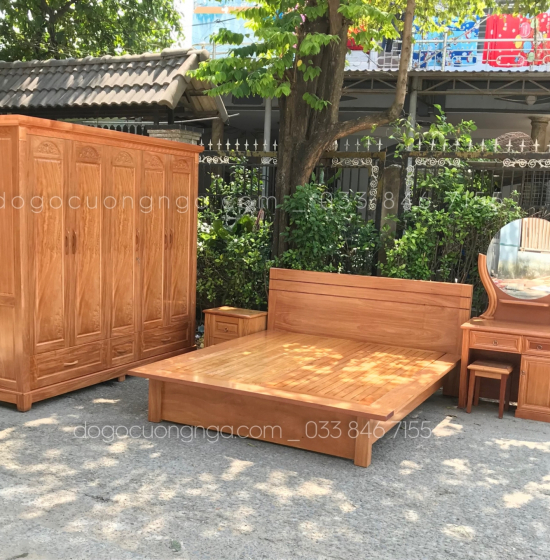 Tủ áo gỗ đinh hương 5 cánh - mẫu đai hoa cao cấp