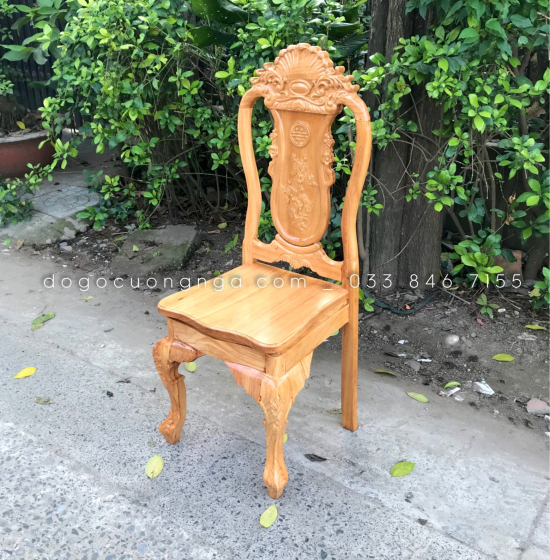 Bộ bàn ăn gỗ gõ đỏ 6 ghế 1m6 - ghế vách liền 