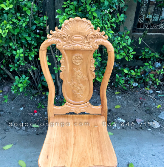 Bộ bàn ăn gỗ gõ đỏ 6 ghế 1m6 - ghế vách liền 