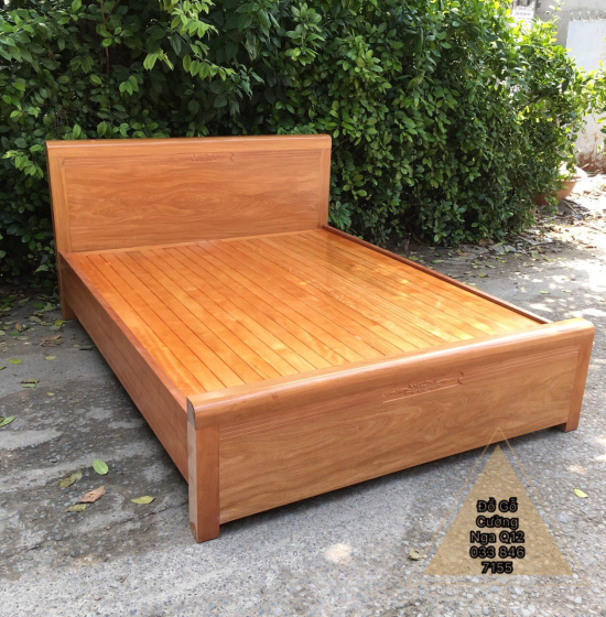 Giường gỗ đinh hương vạt phản - mẫu chỉ hoa 