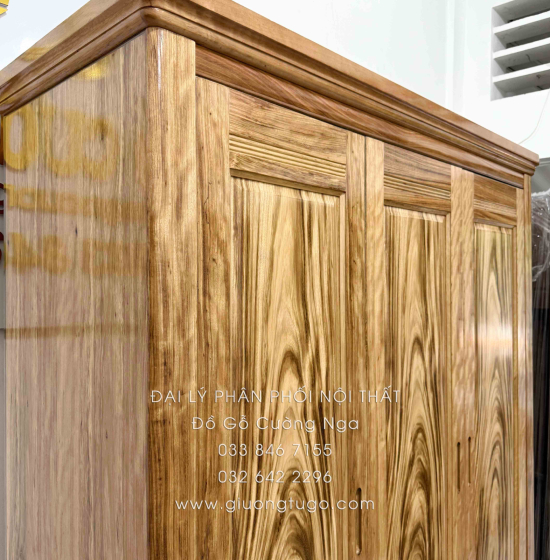 Tủ Quần Áo Gỗ Hương Xám 3 Cánh Mẫu Trơn 1m52