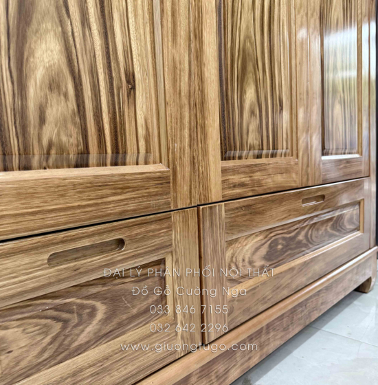 Tủ Quần Áo Gỗ Hương Xám 3 Cánh Mẫu Trơn 1m52