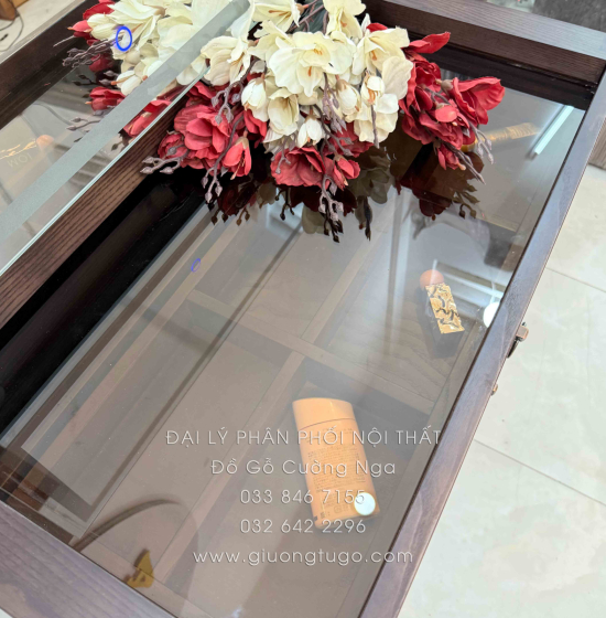 Bàn Trang Điểm Kết Hợp Bàn Làm Viêc Gỗ Sồi Lau Màu Óc Chó