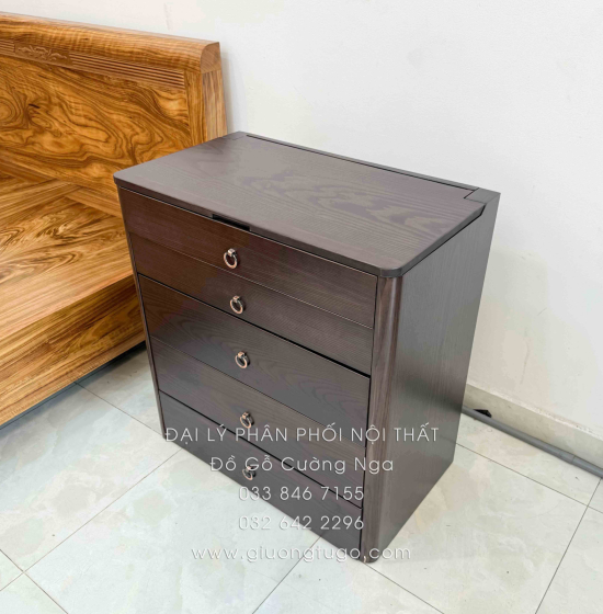 Bàn Trang Điểm Kết Hợp Bàn Làm Viêc Gỗ Sồi Lau Màu Óc Chó