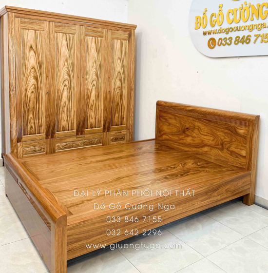 Combo Phòng Ngủ Gỗ Hương Xám 2 Chi Tiết Hiện Đại Cao Cấp