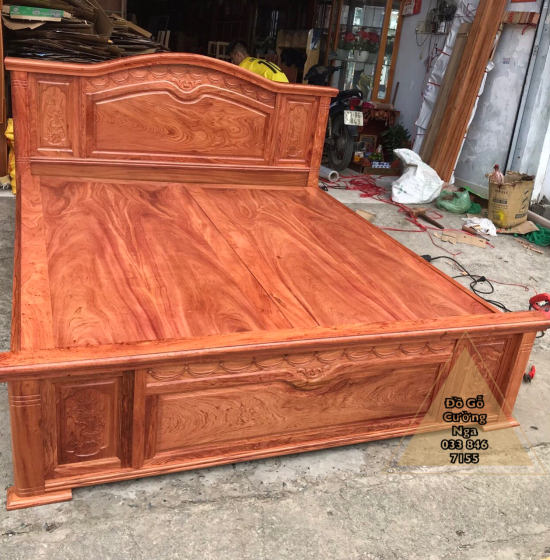 Giường gỗ hương đá phản liền cao cấp - mẫu nữ hoàng 