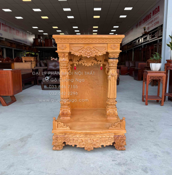 Bàn Thờ Ông Địa - Thần Tài Gỗ Gõ Đỏ Mẫu Tân Cổ Điển Cao Cấp